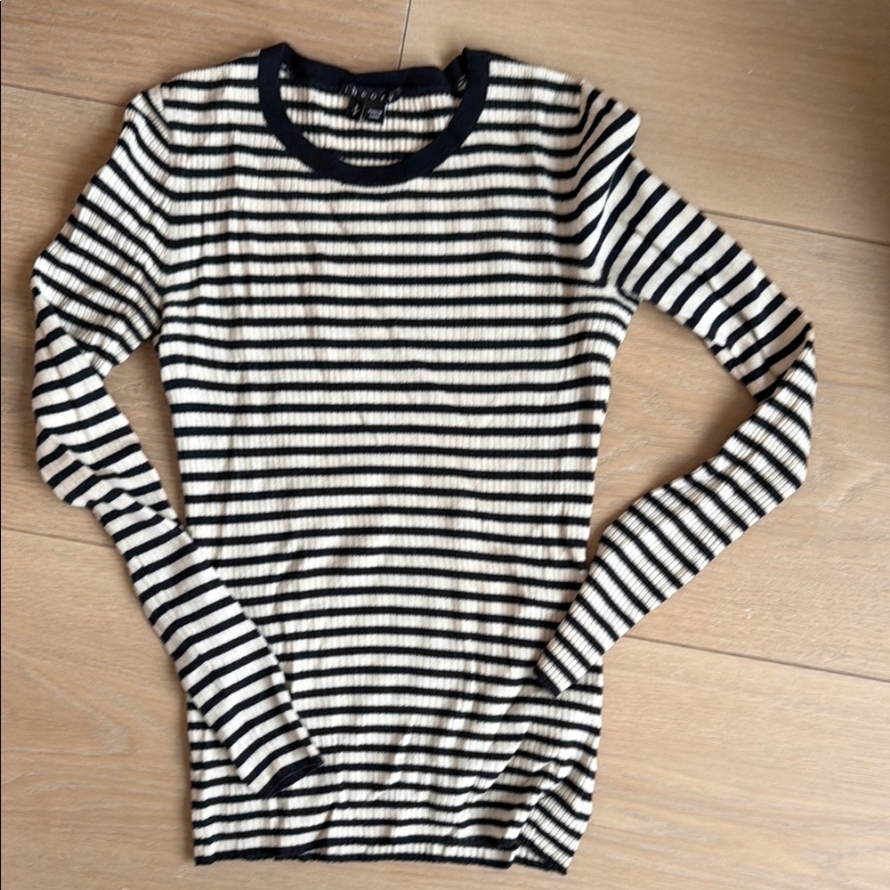 Theory Cashmere Striped Long Sleeve Sweater, S